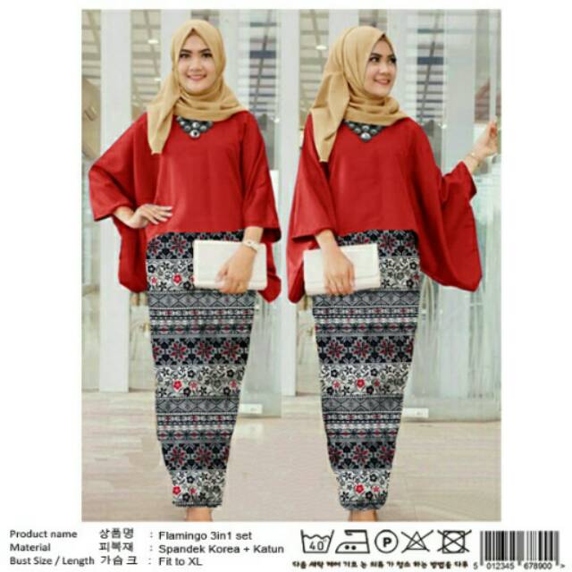 Flamingo set 3in1 jumbo batik red