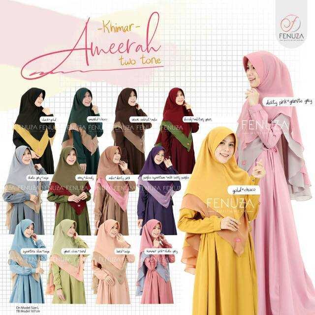 KHIMAR AMEERAH TWO TONE BY FENUZA