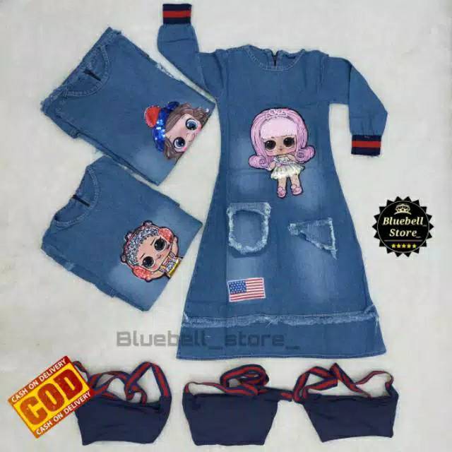 Gamis jeans anak LED