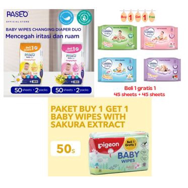 Tissue basah 1 GRATIS 1 isi 50 sheets