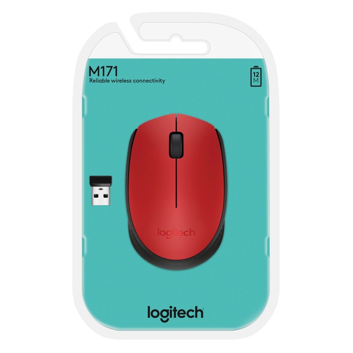 311 Logitech M171 Mouse Wireless untuk Windows, Mac, ChromeOS - Red