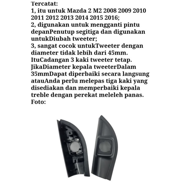Tweeter refitting mazda2 M2 2008 up dudukan tweeter
