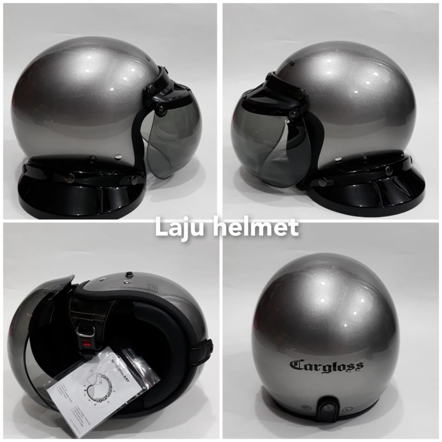 HELM CARGLOSS CARGLOS RETRO SILVER KACA CEMBUNG
