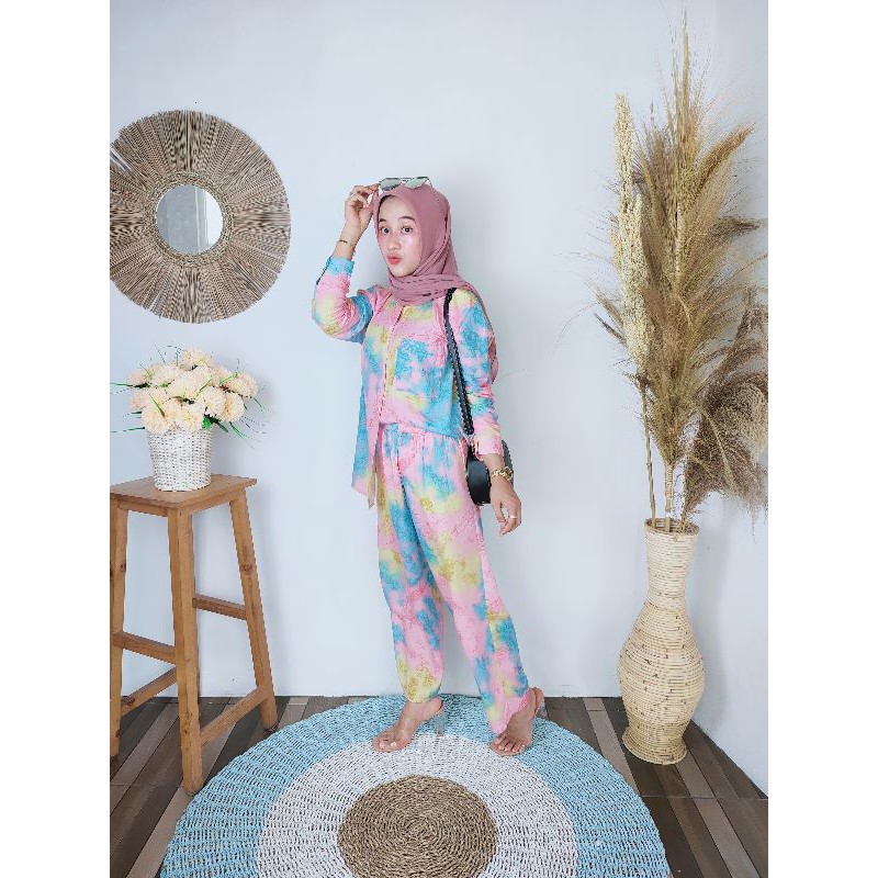 ONE SET/TIE DYE HALUS PREMIUM