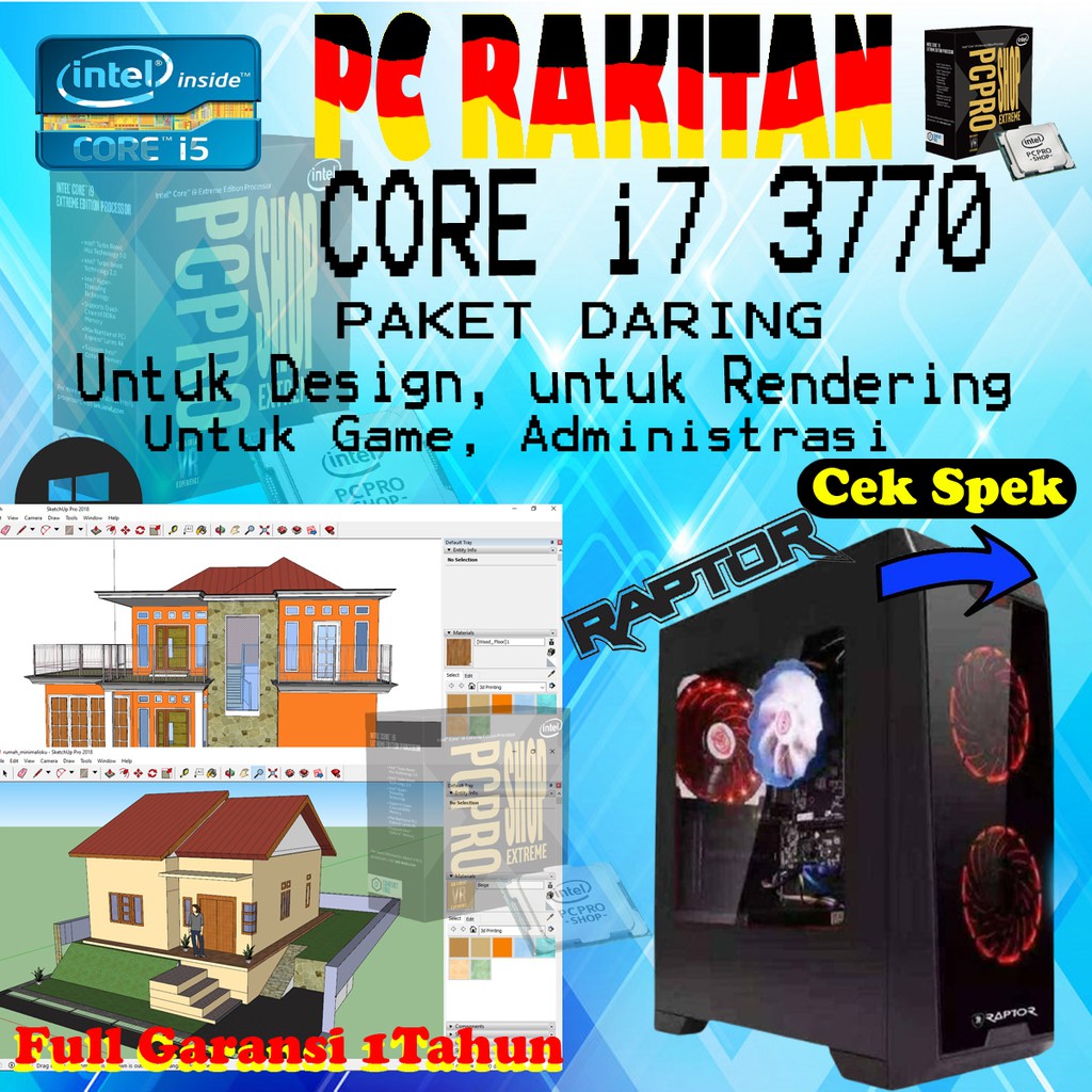 KOMPUTER, PROCESSOR, CORE i7 3770 INTEL, PC, HDD 500GB RAM 8GB PC RAKITAN, OFFICE, CPU KOMPUTER E42