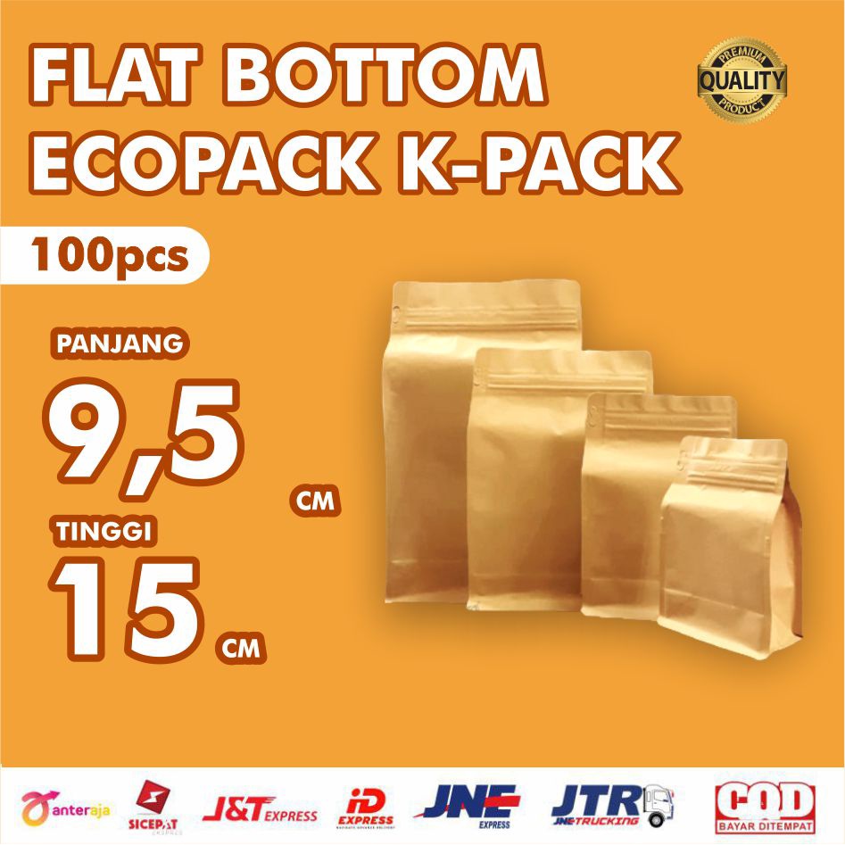 [100pcs] Flat Bottom Papercraft 9,5x15+6 kpack