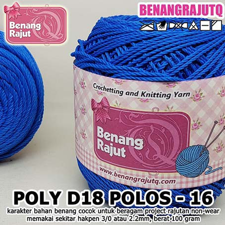 POLY D18 POLOS 16 BIRU TUA POLYESTER KECIL 1mm