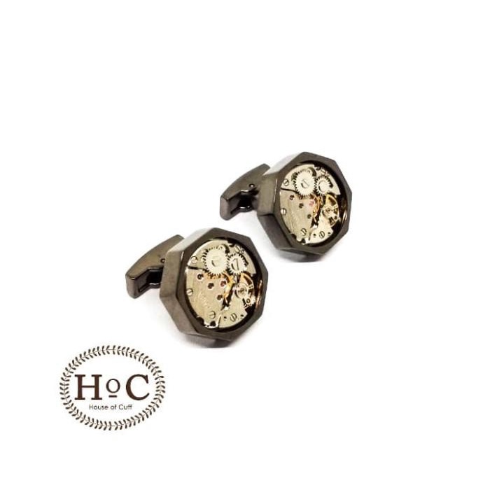 Cufflink Houseofcuff Cufflink Kancing Manset Titanium Gear Steampunk Cufflinks