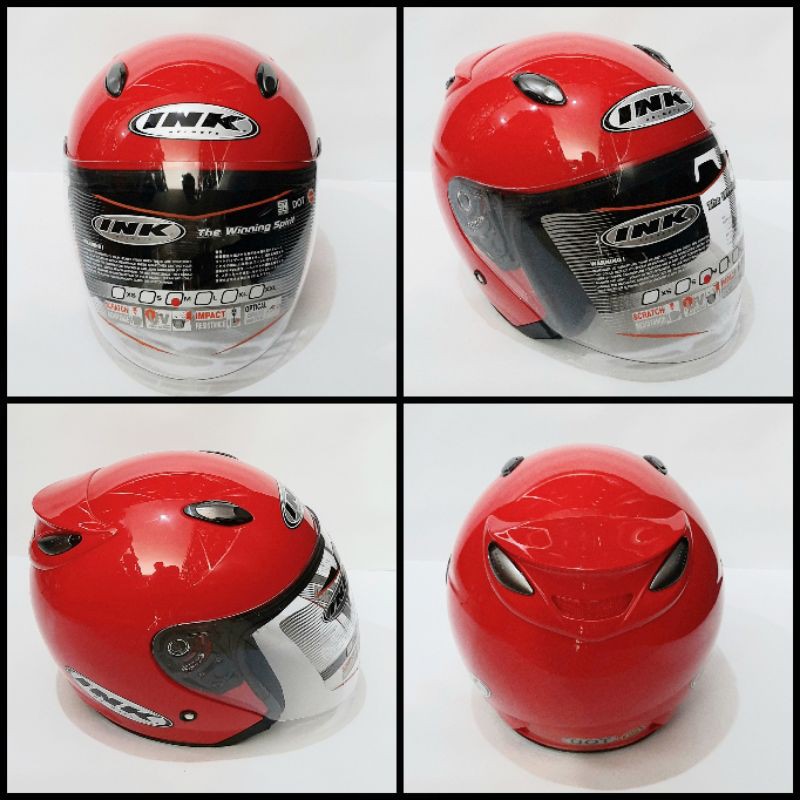 HELM INK CENTRO SOLID FIRE RED GLOSSY ORYGINAL SNI/DOT