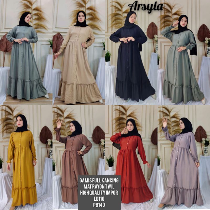 Gamis twill full kancing arsyla