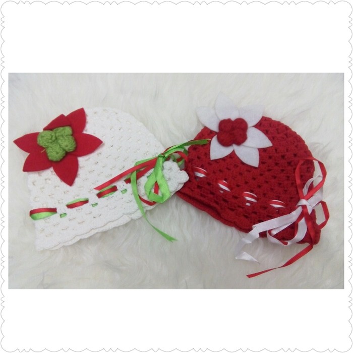 Topi Rajut Bayi Bunga