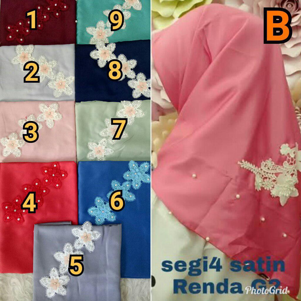 Hijab Segiempat Satin Renda B