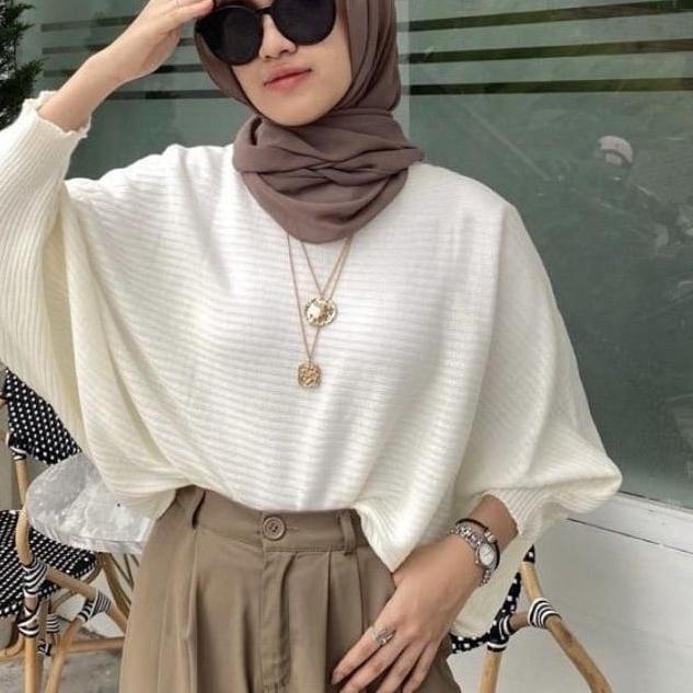 ✾ blouse wanita BATWING/sweater basic rajut ◊