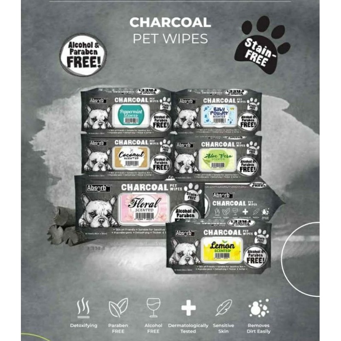 Absorb Plus CHARCOAL Pet Wipes