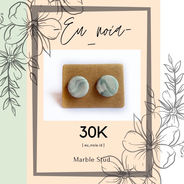Handmade Clay Earring Marble Tosca