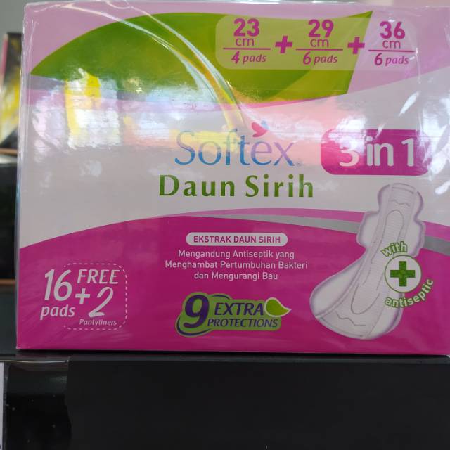 Softex Daun Sirih 3 in 1 (16+2 pads)