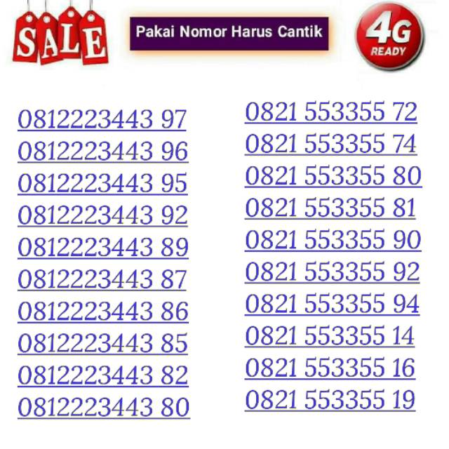 Nomor cantik simpati minimalis