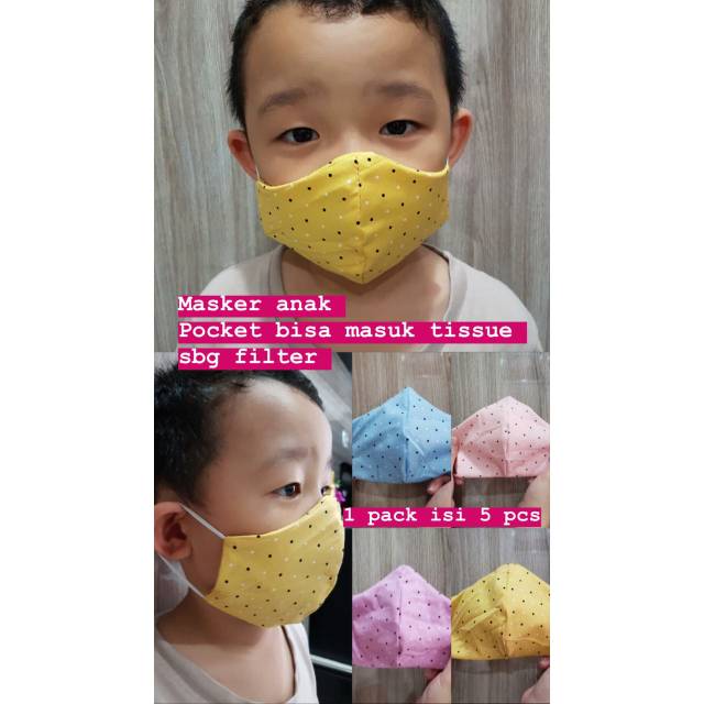 Masker pocket anak 1pack isi 5pc