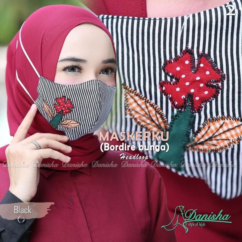 MASKER BORDIRE BUNGA BY DANISHA (HEADLOOP HIJAB)