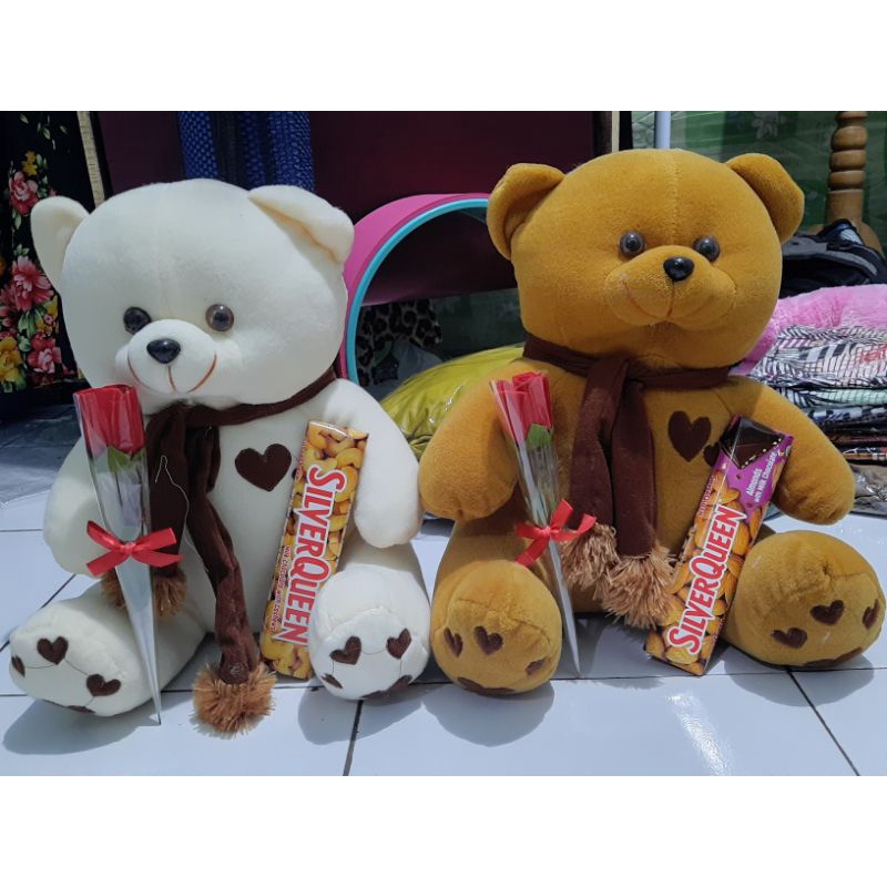 Boneka teddy Bear Syal plus silverqueen