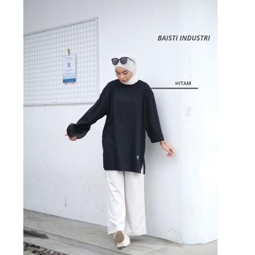 Bagus Dipakai.. OVERSIZE BASIC TSHIRT HITAM LENGAN ¾