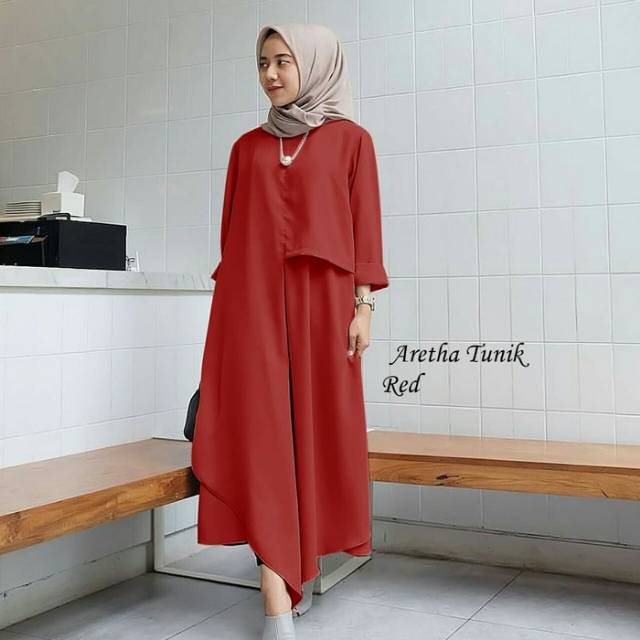 long tunik valen merah