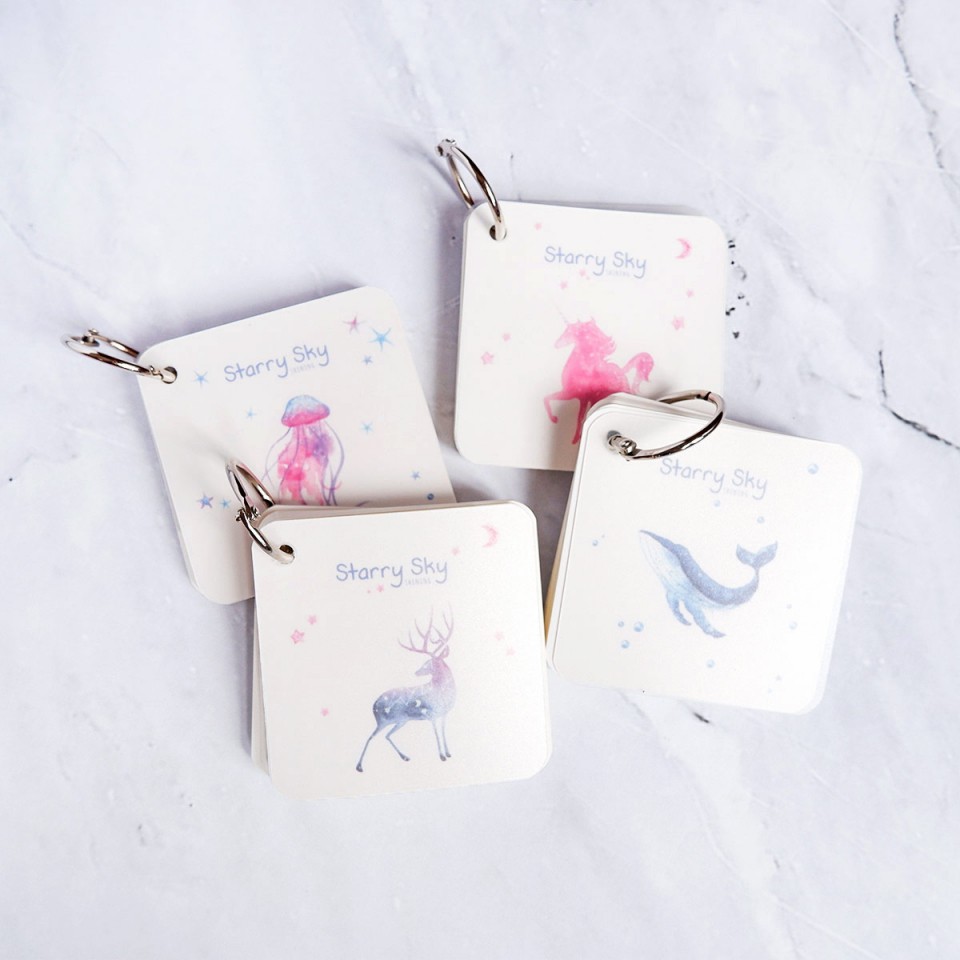 Starry Sky Plain Keychain Square Memopad - Catatan Mini