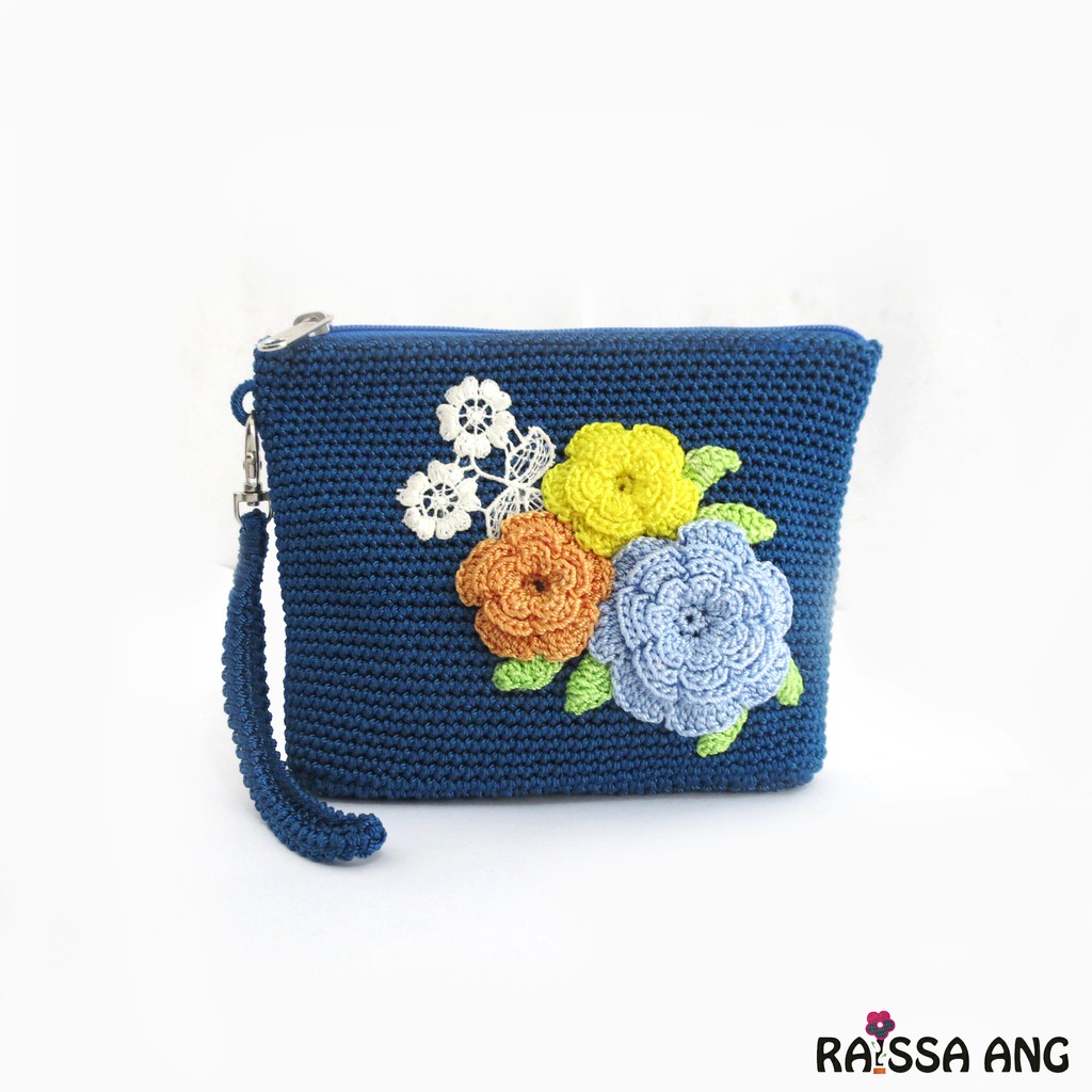 Dompet sekat rajut bunga