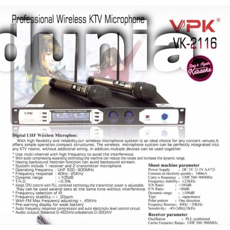 Mic Wireless Vpk VK 2116 Original
