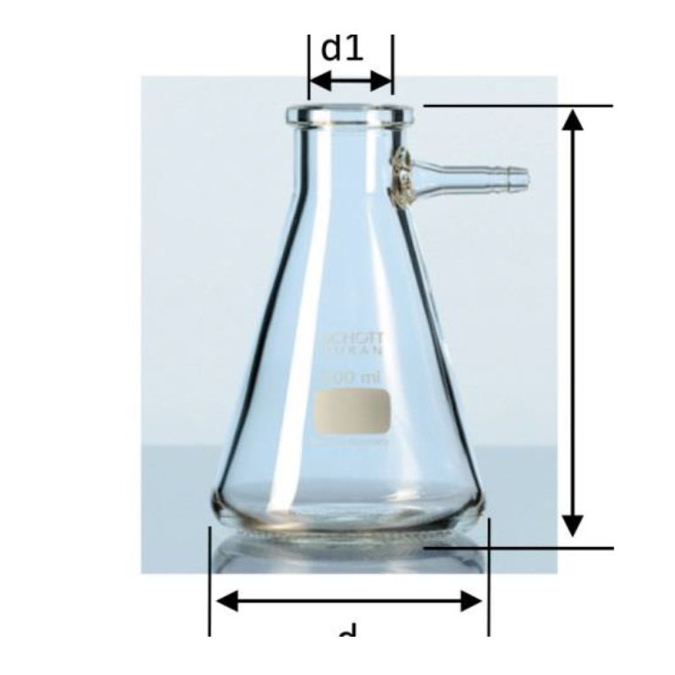 FILTERING FLASK 100mL. Erlenmeyer Shape. Borosilicate Glass. DURAN