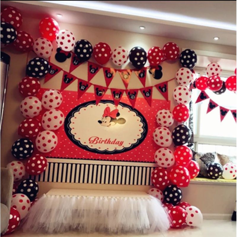 Balon polkadot mickey 1set
