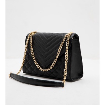 Sofia Celia Quilted Shoulder Bag Black