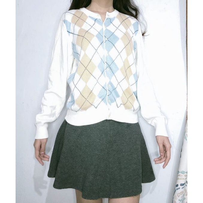 Diamond argyle knit cardigan