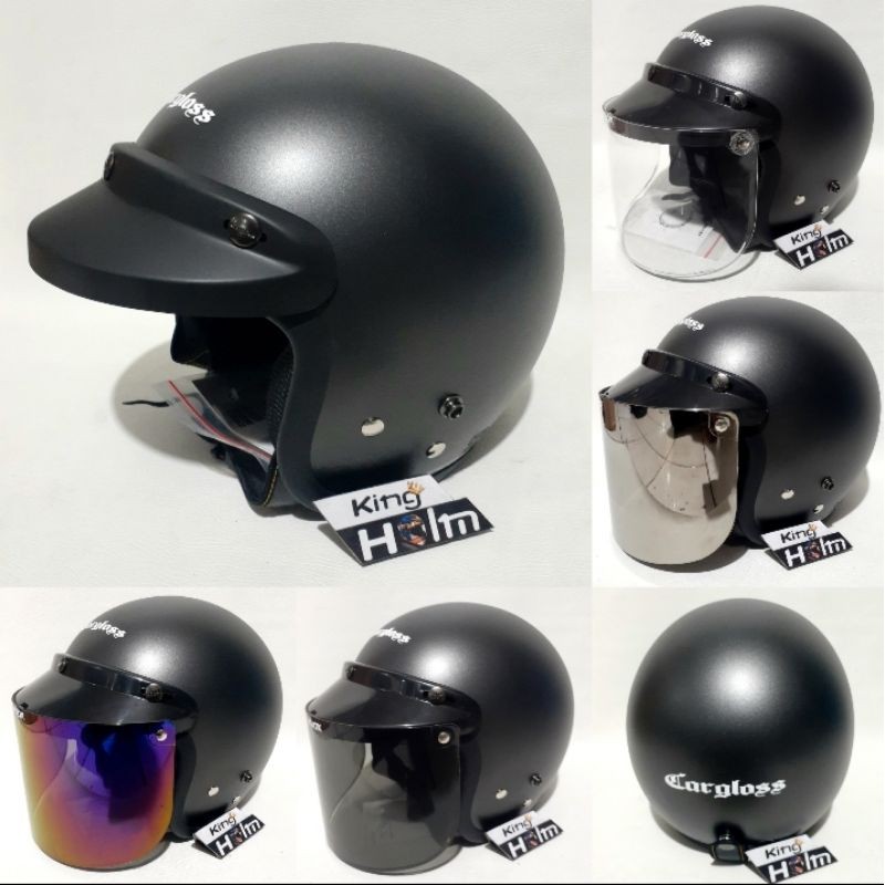 HELM CARGLOSS ABU DOFF VISOR PLAT DATAR
