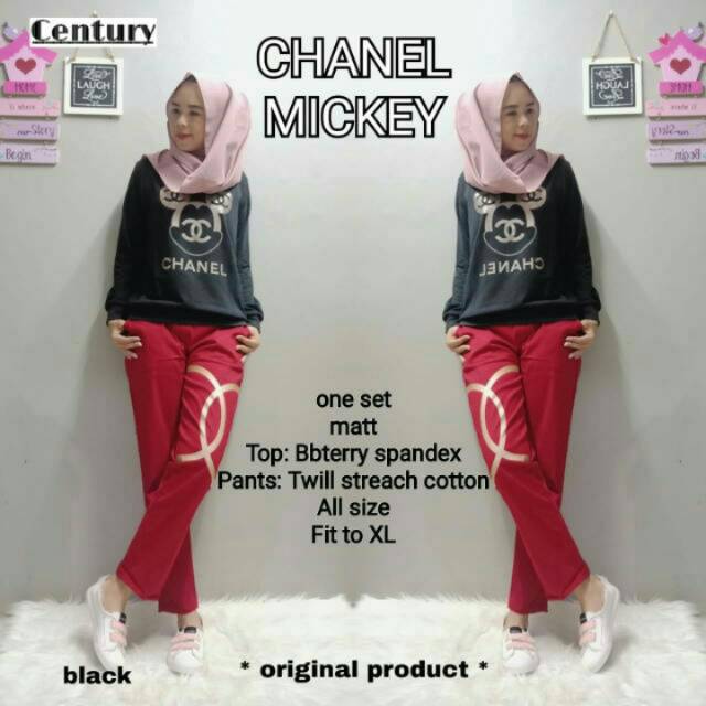 Chanel mickey one set, stok terbatas