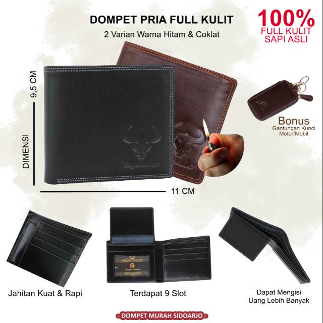 DOMPET PRIA LK FULL KULIT SAPI PULL UP. BONUS DOMPET STNK
