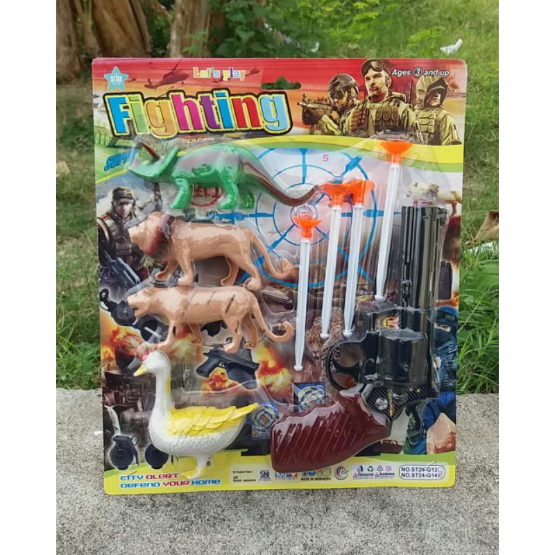 pistol kaca + hewan tembak