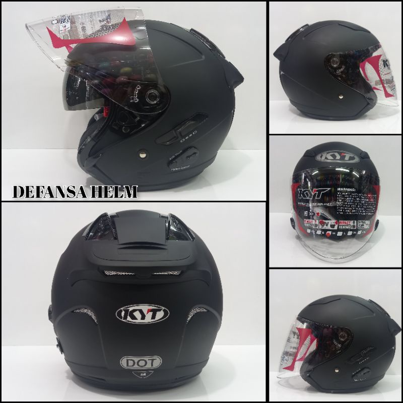 HELM KYT GALAXSY FLAT R SOLID DOUBLE VISOR HITAM DOFT