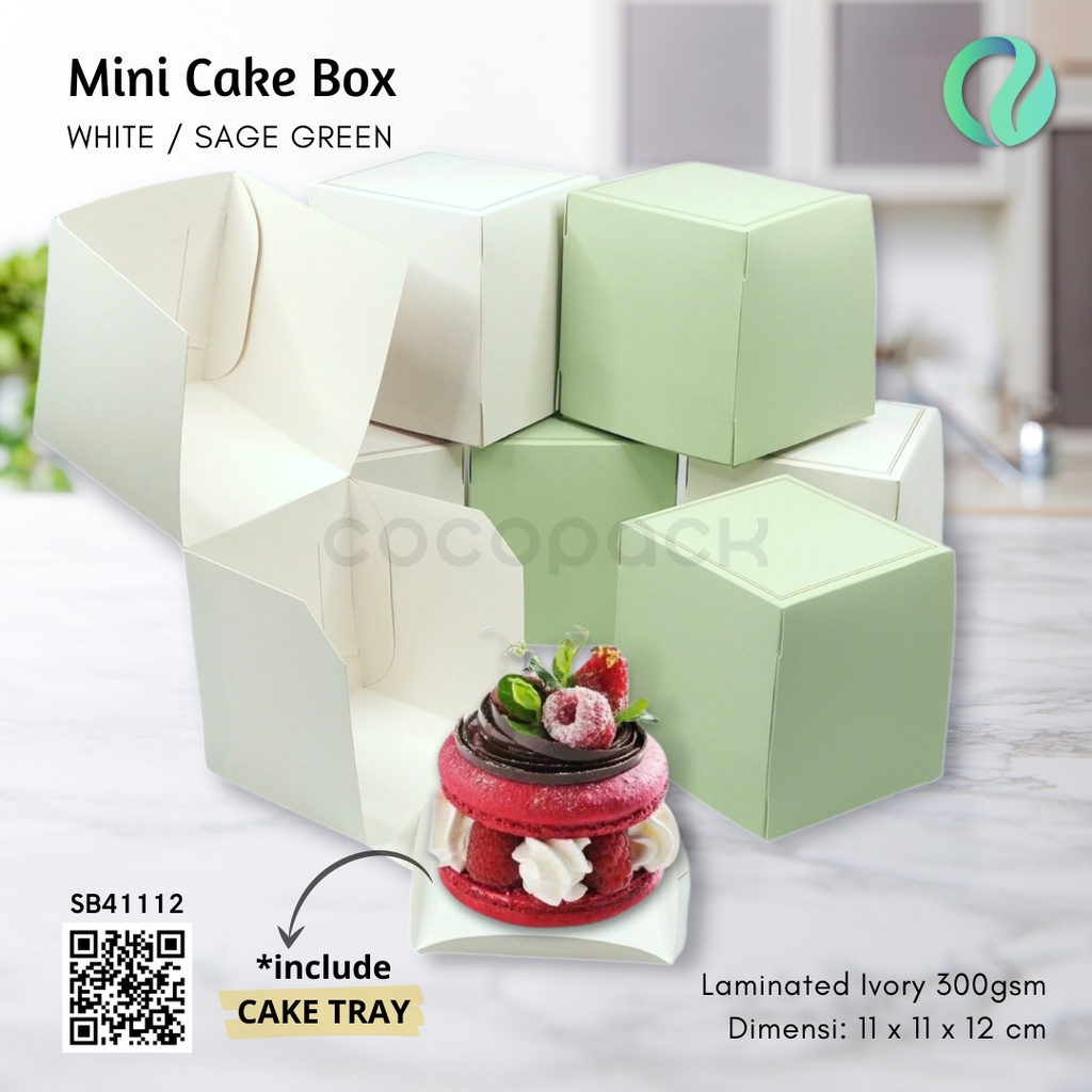 (10 PCS) Mini Cake Box include Cake Tray Laminasi