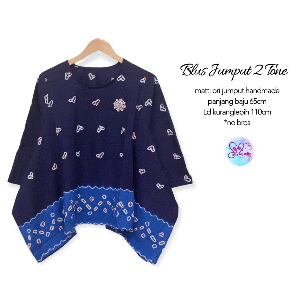 Blus Batik Jumput 2 Tone Navy Blue