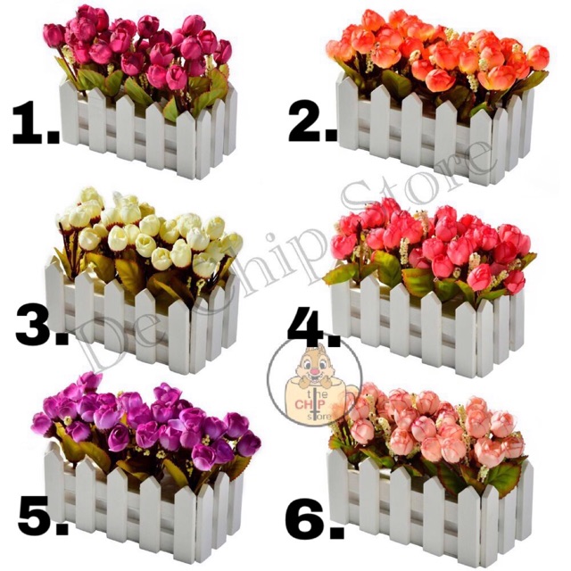 Pot Pagar Bunga Kuncup Vintage