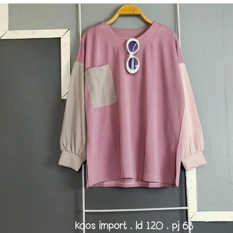 Kaos texture kombi pocket import