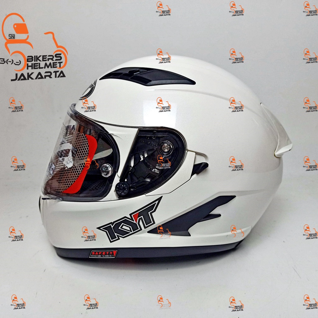 KYT HELM FALCON FR SOLID PEARL WHITE DOUBLE VISOR FULL FACE