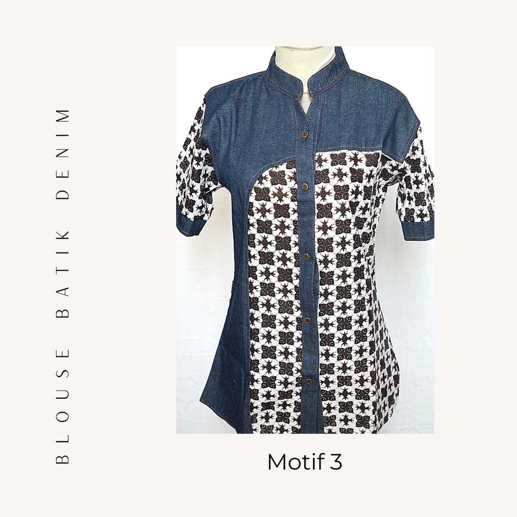 Blouse Batik Denim Motif 3