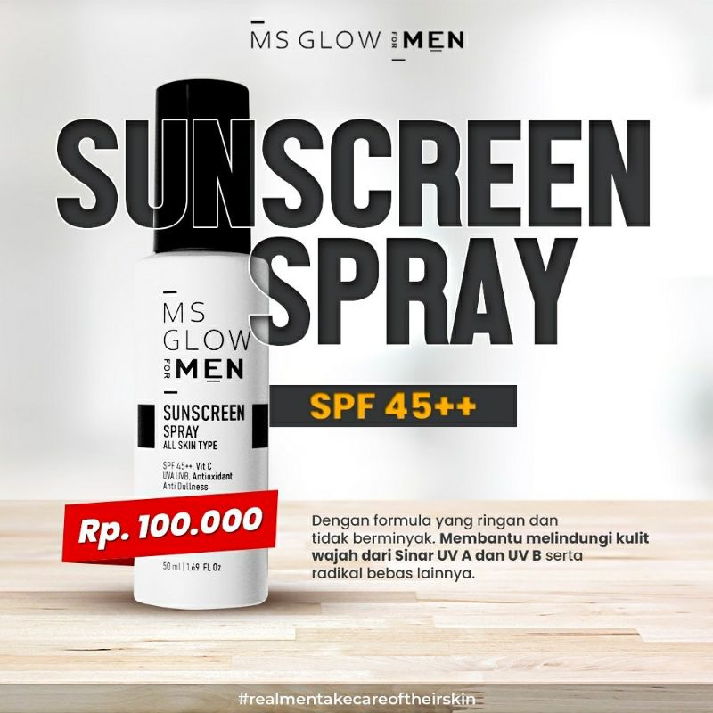 Suncreen Spray Ms Glow Men (mengandung SPF)