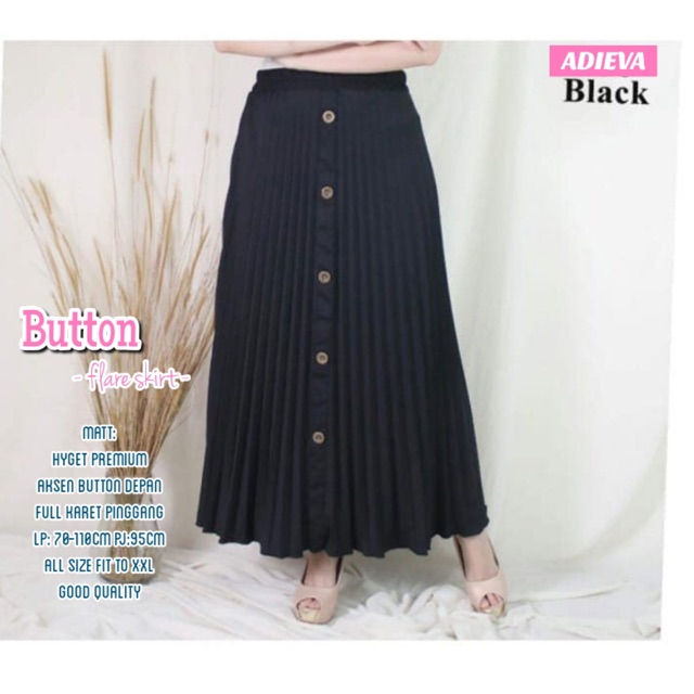 rok plisket button murah laris
