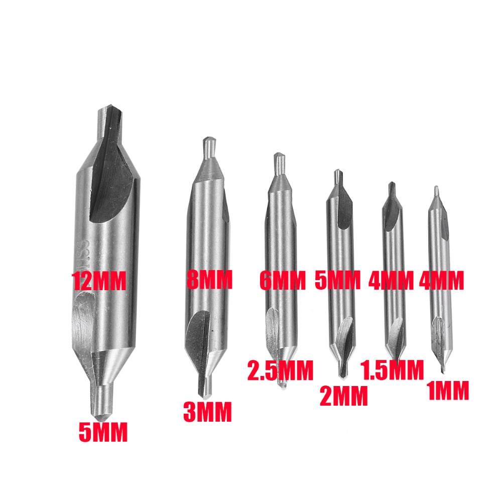 Mata Bor 6pcs Center Drill Bits Precision Combined Countersinks Kit