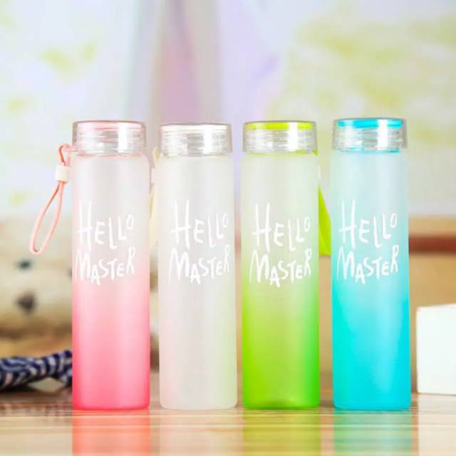 Botol Minum Kaca Colourfull Hello Master