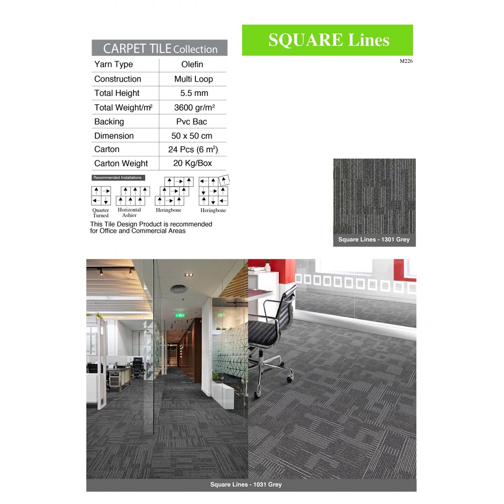 Karpet tile kantor (King) Square Lines