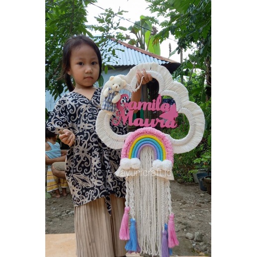 hiasan dinding macrame tulis nama